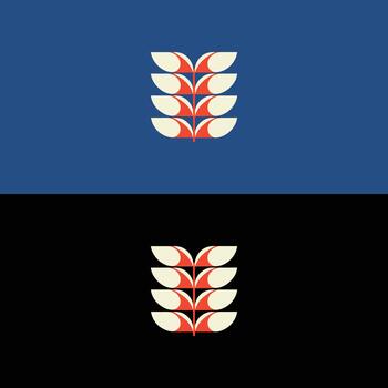 Modern graphic design element with plant motif on trendy blue and black background perfect for branding, invitations, and unique visual communications vector