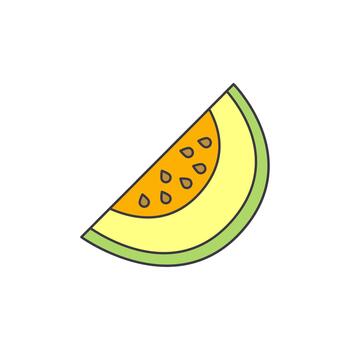 A Simple Slice of Refreshing Cantaloupe with Seeds, Isolated on a White Background vector