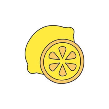 A stylized illustration of a whole lemon next to a sliced lemon, presented on a plain white background, evoking a sense of freshness and simplicity vector