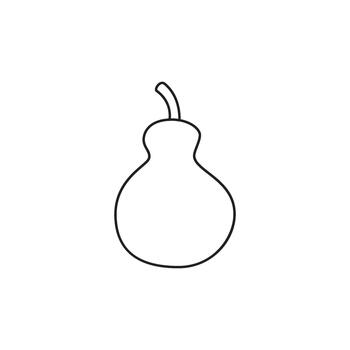 Simple outline drawing of a pear, a healthy fruit with a curved shape and stem, perfect for healthy eating and diet graphics vector