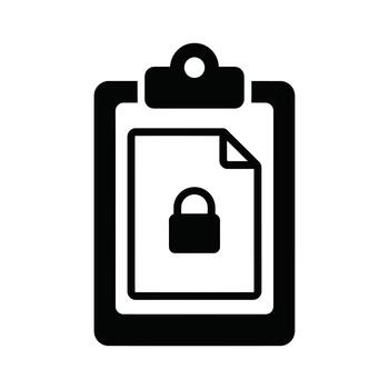 Clipboard with Locked Document Icon Representing Data Security. vector