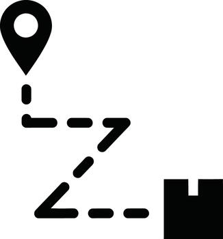 Package delivery tracking route from origin to destination showing logistics path. vector