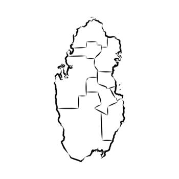 map of the monarchy of Qatar sketch vector