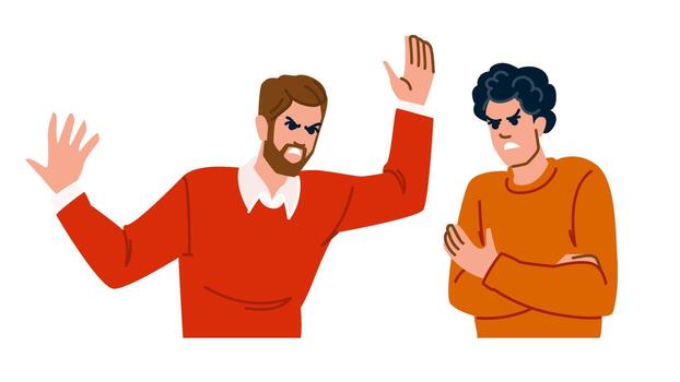 Two men having an angry argument confrontation vector