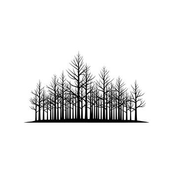 silueta de arboles en un bosque. vector