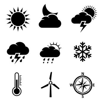 Weather Icons Set Forecast Symbols for Web and Print. vector