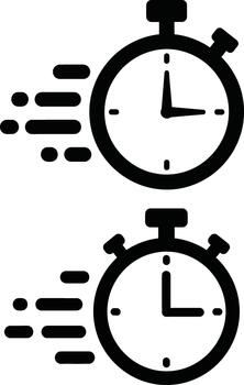 Fast stopwatches with speed lines, symbolizing quick time and efficiency on white background vector