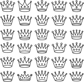 conjunto de diferente coronas símbolo de Reino y monarquía regla contorno Arte vector