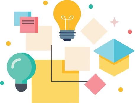 Creative brainstorming sticky notes and shapes graphic elements vector