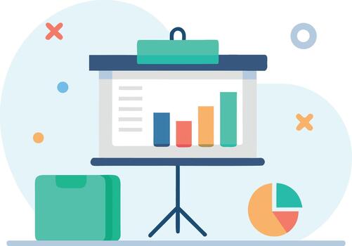 Business presentation with projector screen and chart vector