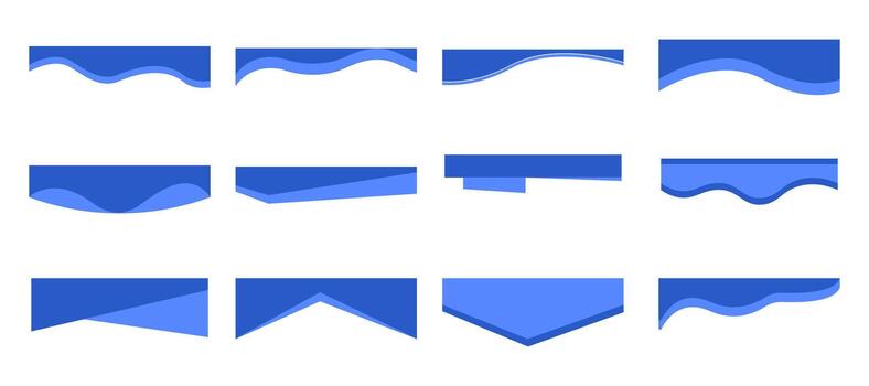 Header website divider border template, curve wavy separator, modern bottom section. Abstract banner cover collection. vector