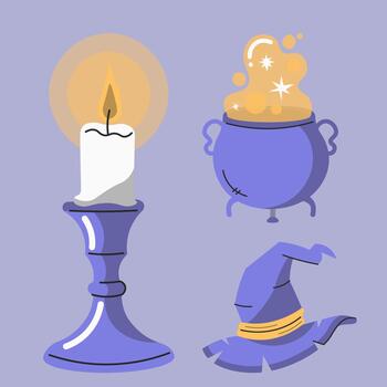 Enchanted Halloween Elements A Magical Arrangement Of Mystical Objects And Spooky Delights vector