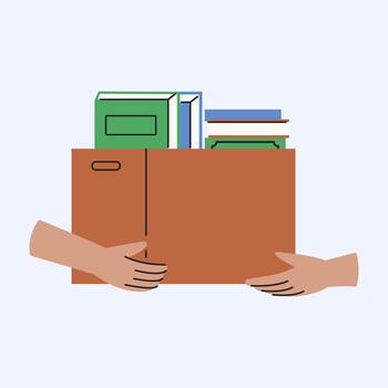 Two Figures Engaging in a Collaborative Exchange of Valuable Knowledge Contained Within a Box vector