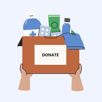 Community Support Initiatives Illustrated Helping Those in Need Through Essential Donations vector