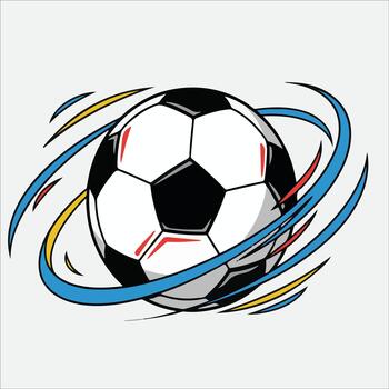 dinámica resumen fútbol pelota con vistoso remolino diseño vector