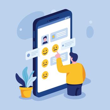 Mobile Feedback Survey User Interaction Flat Illustration vector