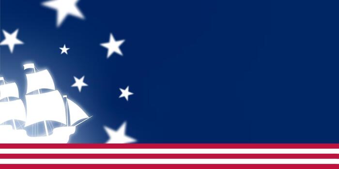 columbus day, glowing ship and star with a halftone style shading flag. copy space. vector