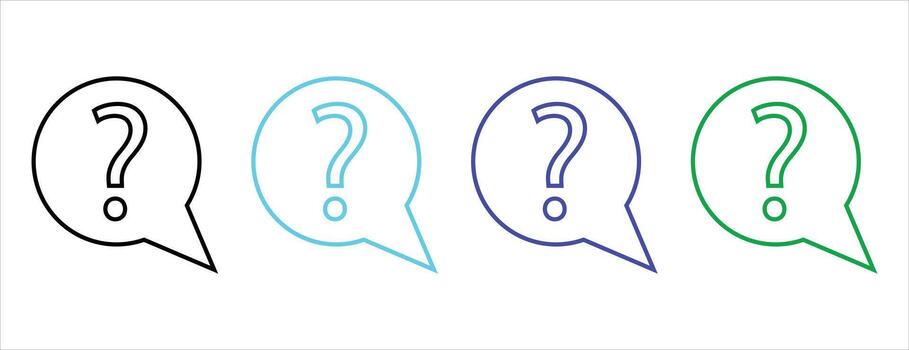 pregunta marca símbolo dentro habla burbuja describir, ayuda y consulta comunicación icono colocar, multi color Delgado línea gráfico vector