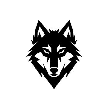 un rígido geométrico ilustración de un feroz lobo cabeza con agudo angular líneas y perforación ojos vector