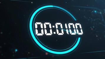 Countdown timer animation with glowing blue circle, perfect for intros, reveals, and technology-themed videos, adding a sense of urgency video