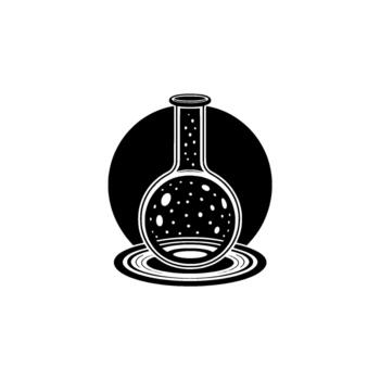 sorprendentes ilustración de un redondo fondo matraz con interno burbujas vector