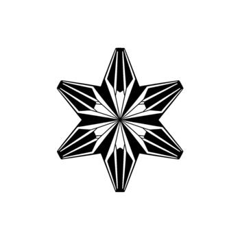 A striking geometric sixpointed starburst with sharp angular lines and radiating patterns vector