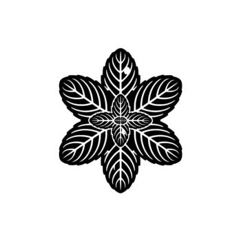 A stylized representation of a six petal flower shape with intricate leaf vein patterns and subtle reflective highlights vector