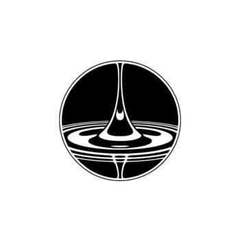 resumen monocromo ilustración representando un estilizado agua soltar impacto creando concéntrico ondas dentro un circular marco vector