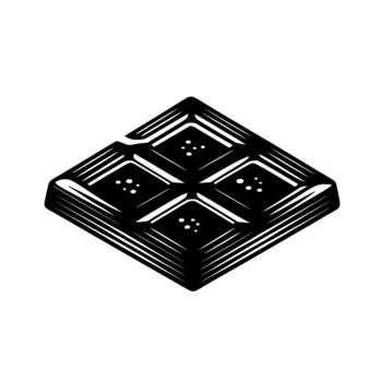 un negrita y silueta de un cuadrado segmentario chocolate bar con detallado textura y hoyuelos aislado vector