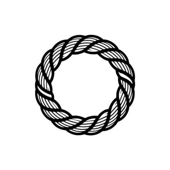 A stark circular rope weave with clean lines and a subtle shadow vector