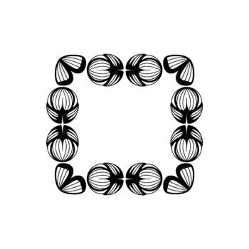 Minimalist abstract floral frame composed of repeating organic petal shapes and curved elements forming a square border vector