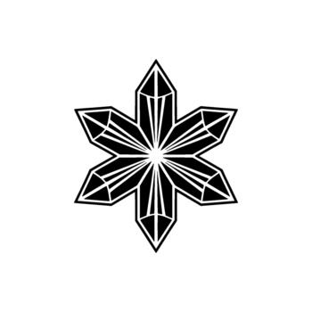 resumen geométrico seis puntiagudo estrella copo de nieve cristal motivo con agudo angular cristal facetas radiante desde un central punto vector