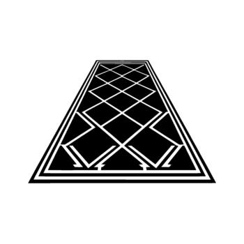 A dramatic perspective view of a monochromatic geometric patterned floor mat with repeating rhombus and triangular shapes creating an optical illusion effect vector