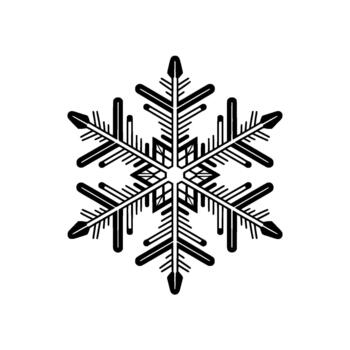 A striking illustration of a symmetrical sixpointed snowflake with intricate geometric patterns and sharp pointed edges vector