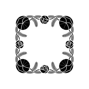 un decorativo floral frontera presentando estilizado rosas y segmentario esferas creando un elegante cuadrado marco vector