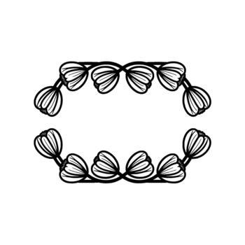 Elegant frame composed of stylized tulip like floral elements connected in an ornate symmetrical pattern vector