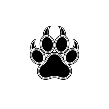 A bold representation of a fierce animal paw print with sharp claws and distinctive toe pads isolated vector