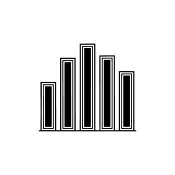 A minimalist depicting a stylized bar chart or rising graph with five rectangular bars of varying heights vector