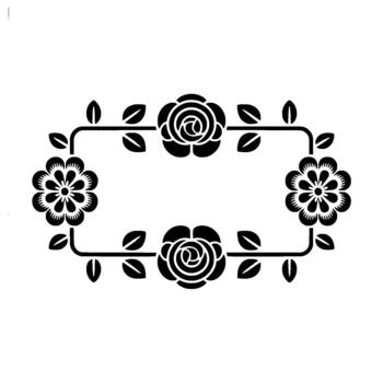 A minimalist floral border featuring roses and simple flowers with leaves arranged in a decorative rectangular frame vector