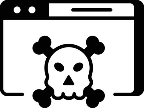 A linear style icon representing web malware vector