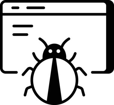 A line style icon showing browser bug vector