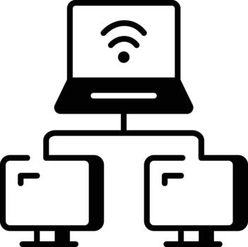 un línea estilo icono demostración lan red vector