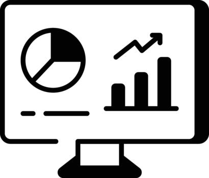 A linear style icon representing monitoring dashboard vector