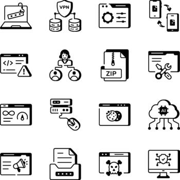 Set of Website and Domain Line Style Icons vector