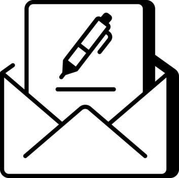 A line style icon showing write email vector