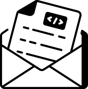 un lineal estilo icono representando codificación correo electrónico vector
