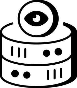 A line style icon showing database monitoring vector