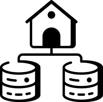 A line style icon showing data centre vector