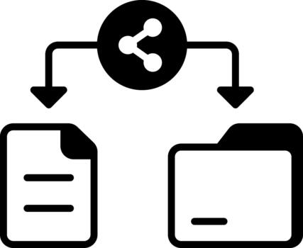 A linear style icon representing data share vector