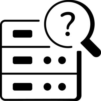 A linear style icon representing data query vector